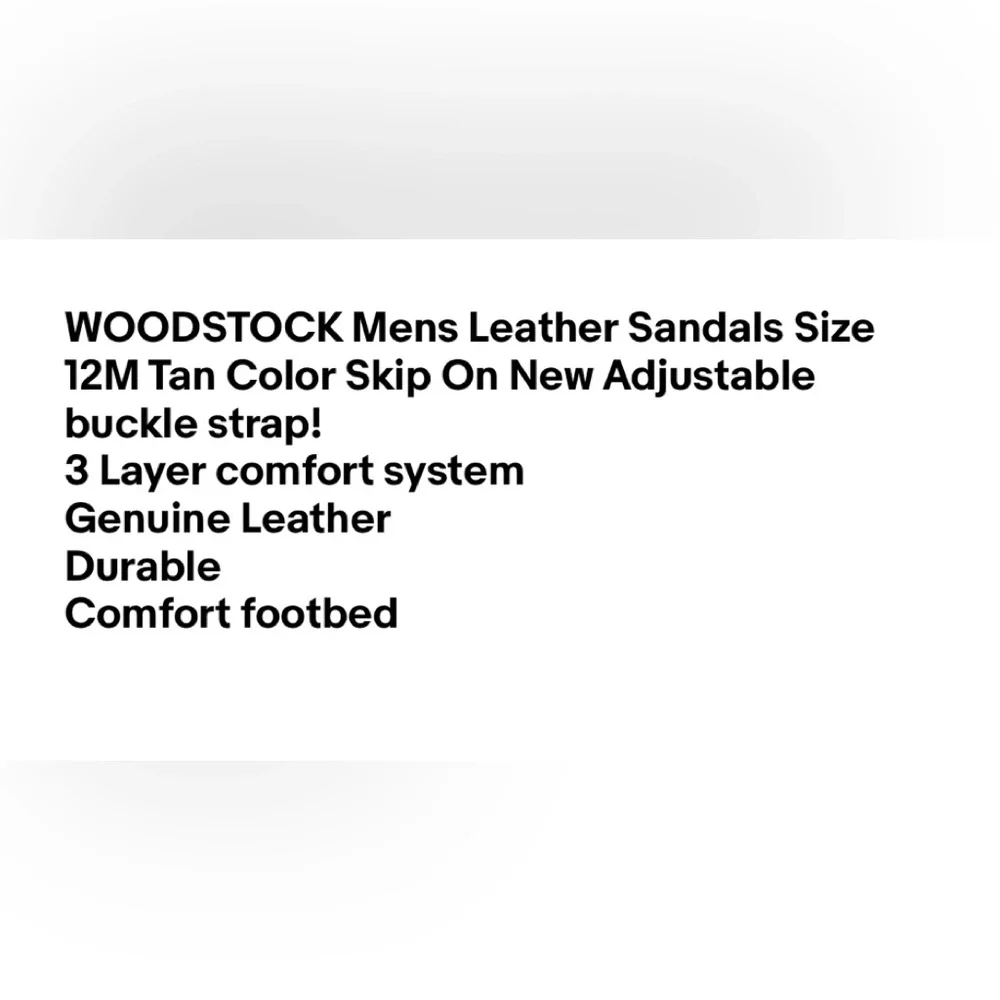 WOODSTOCK Mens Leather Sandals Size 12M Tan Color Skip On New
